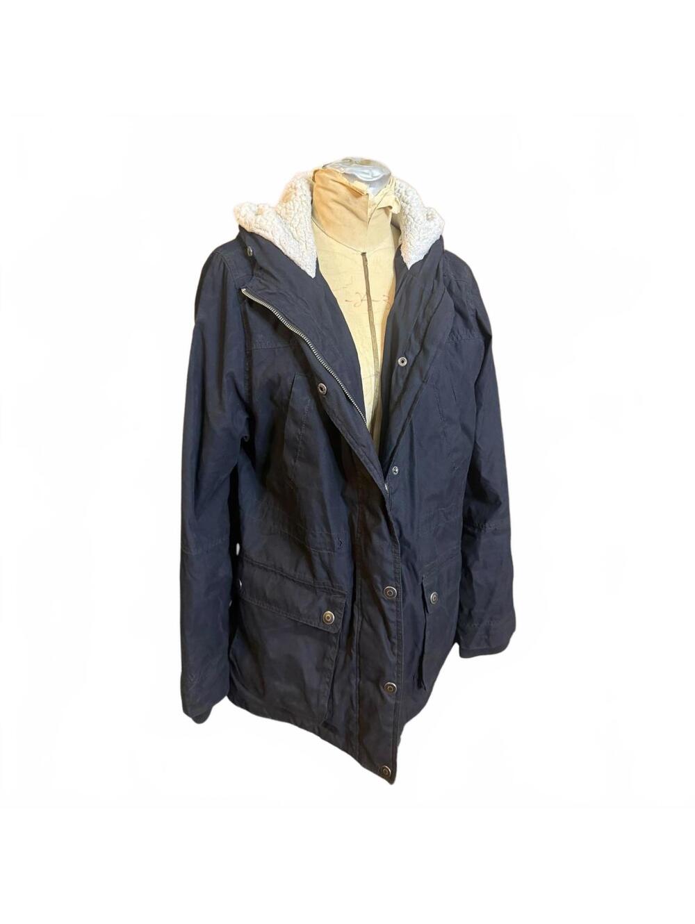 Prince & Fox Navy and White Sherpa Lined Parka Jacket